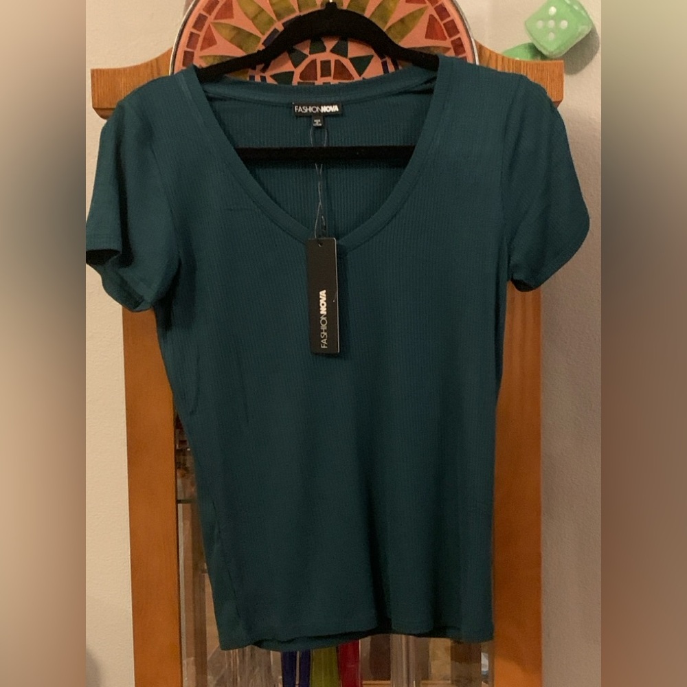 Fashion Nova Natalie Ribbed Tee Hunter Green